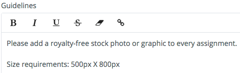 Assignment guidelines to include photo