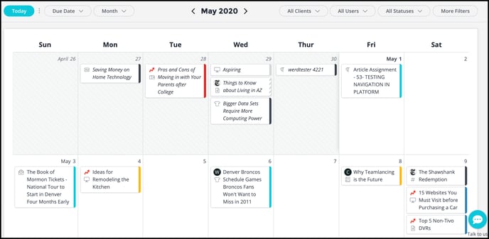 ClearVoice content calendar