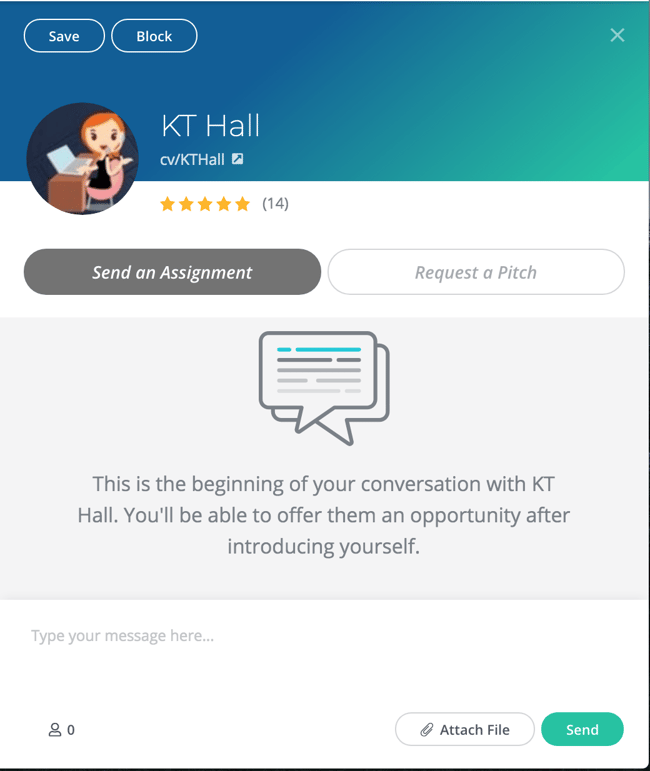 Freelancer messaging modal