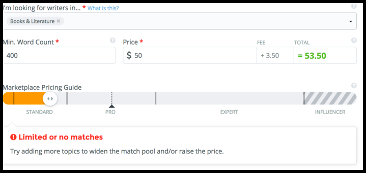 Assignment pricing for casting call